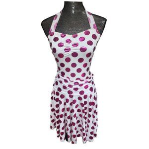 Leo's Dancewear Dress Costume Metallic Pink Size Small Adult Polka Dot Backless